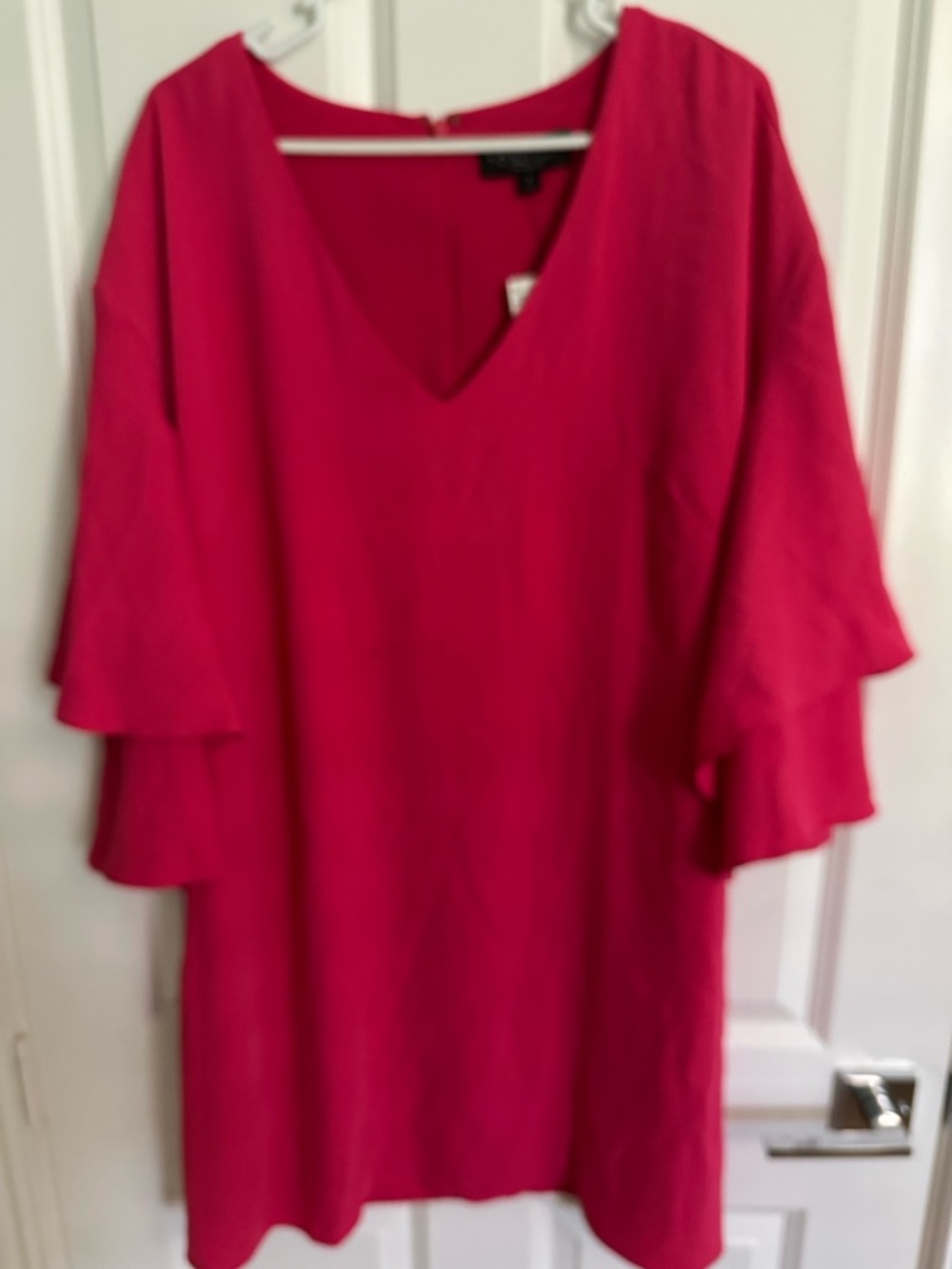 Laundry By Shelli Segal Fuchsia Mini Dress with Ruffle Sleeves
